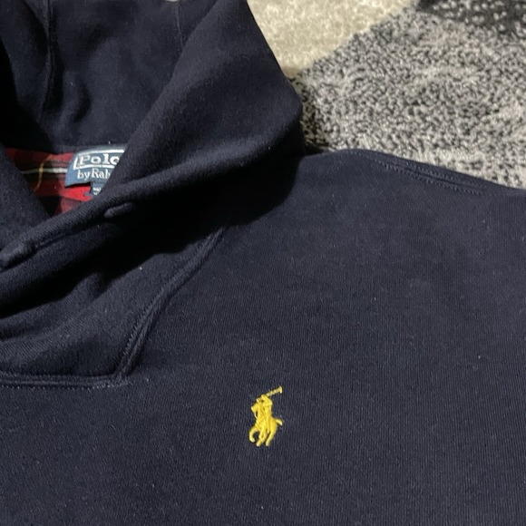 VTG Polo Ralph Lauren Shawl Collar Sweater  Men Large Blue Pullover Pony Dad - Picture 11 of 13